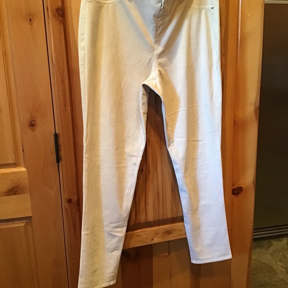 Chico’s faux suede cream colored pants.